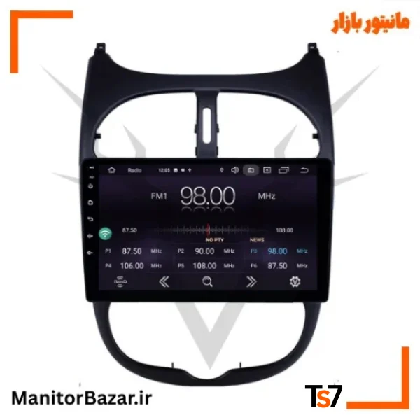 مانیتور خودرو TS7 مناسب 206 | با قاب فابریک